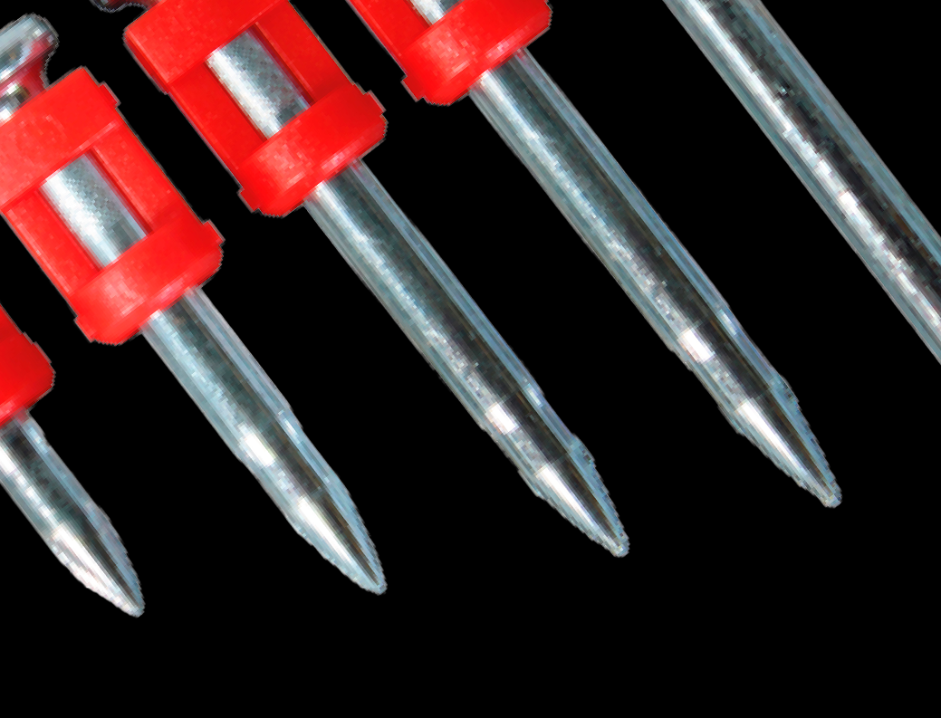 XHA nails have ballistic tips for easy penetration into hard materials